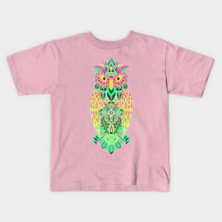 owl of wisdom pattern ecopop in boho style Kids T-Shirt